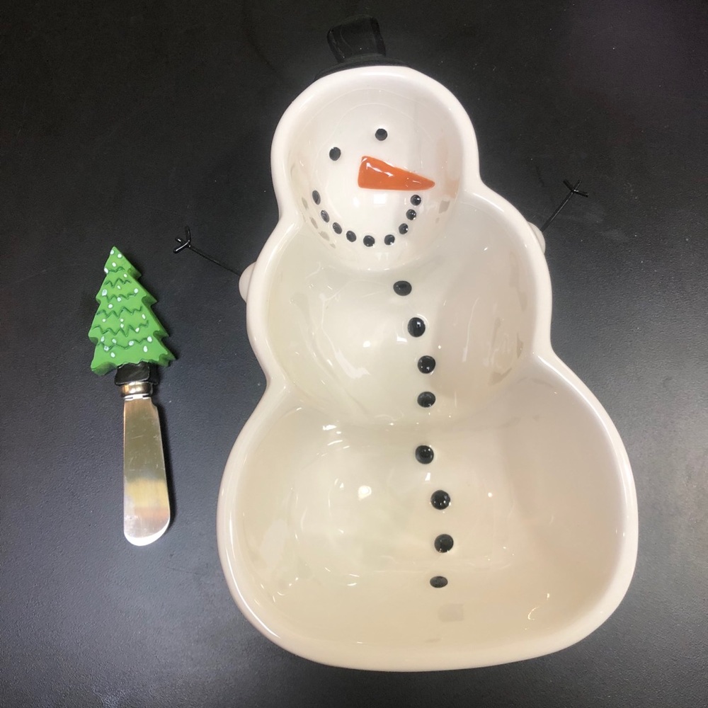 Snowman dip bowl and spreader set